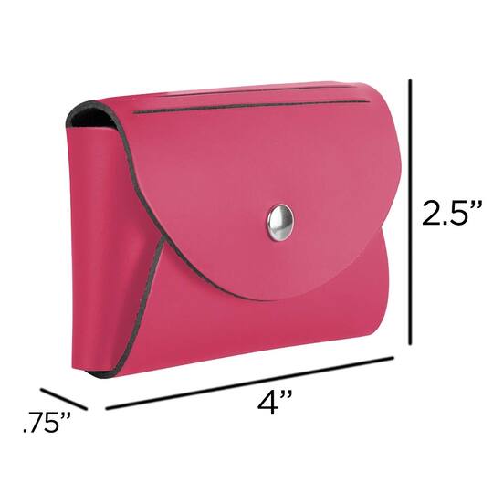 JAM Paper Italian Leather Business Card Holder Case with Round Flap